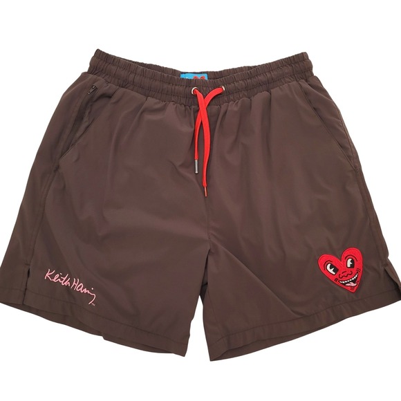 Shoe Palace Other - Keith Haring X Shoe Palace Colab Brown Embroidered Swim Trunks Men's Size M